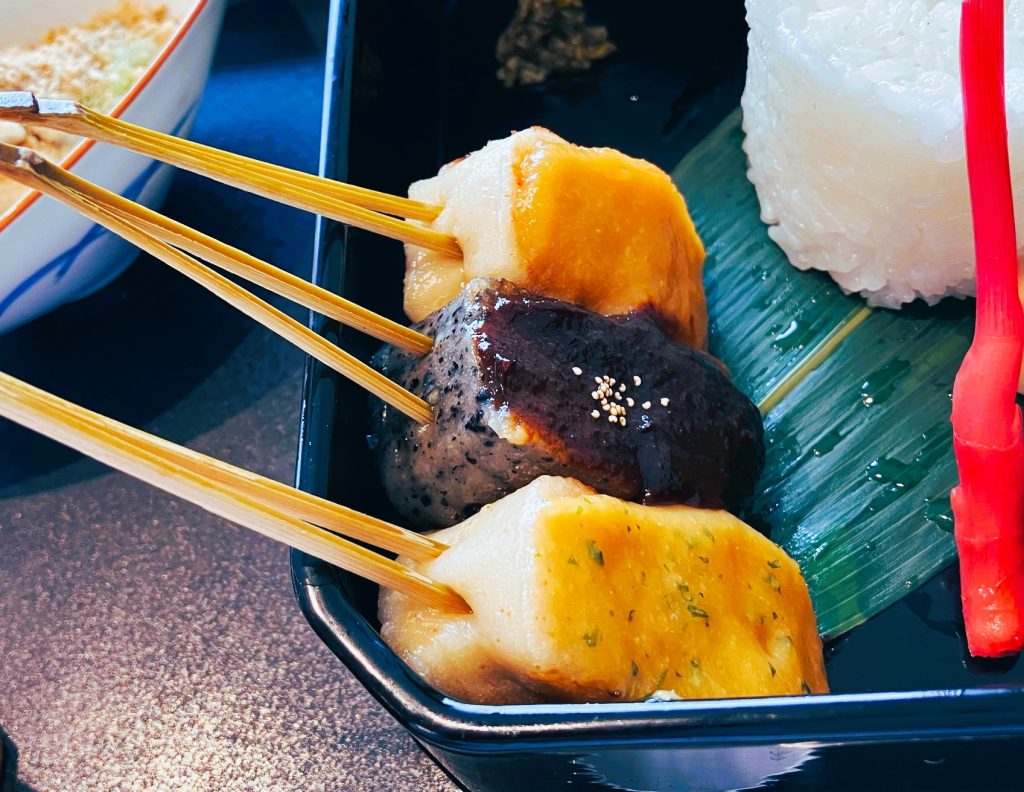 生麩田楽(あわ麩・白味噌、ごま麩・赤味噌、木の芽味噌)②