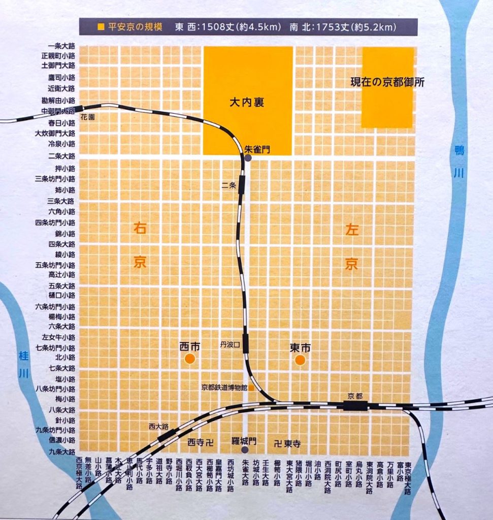 平安京の地図と鉄道路線➀AA